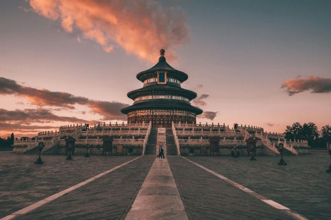 Temple Building at Dusk