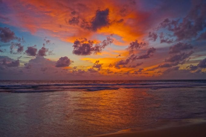 sunset, beach, island