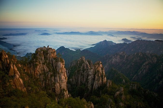 yellow mountains, mountain ranges, sea of clouds