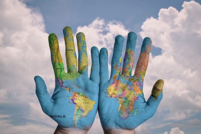 hands, world map, world