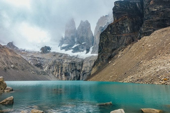 torres del paine, lake, mountains