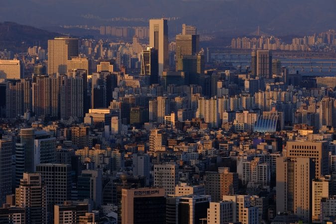 city, seoul, sunset