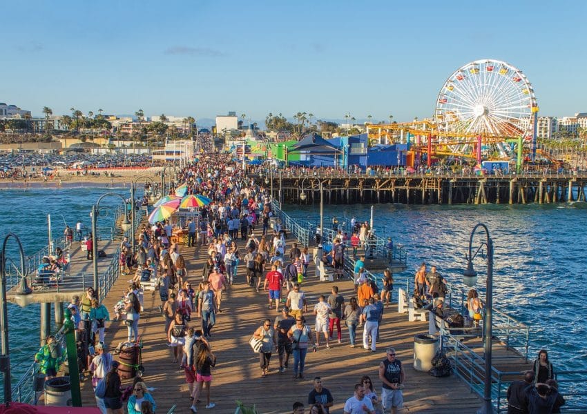 santa monica pier, people, busy