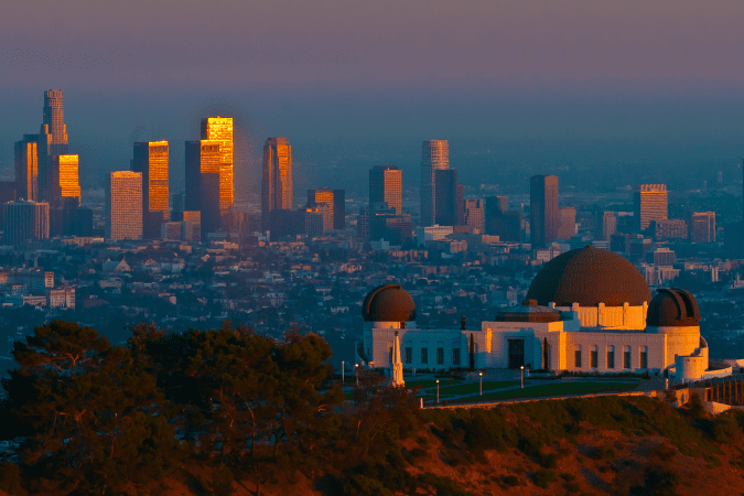 griffith observatory, los angeles, sunset