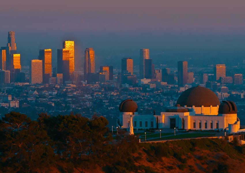 griffith observatory, los angeles, sunset