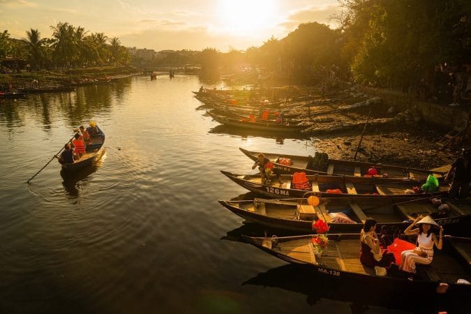 sunset, nature, boat