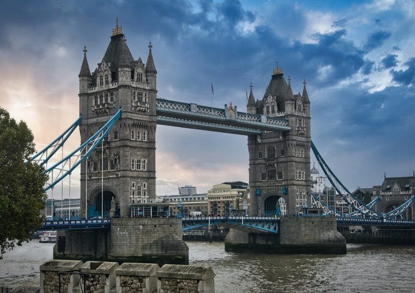 building, river, bridge