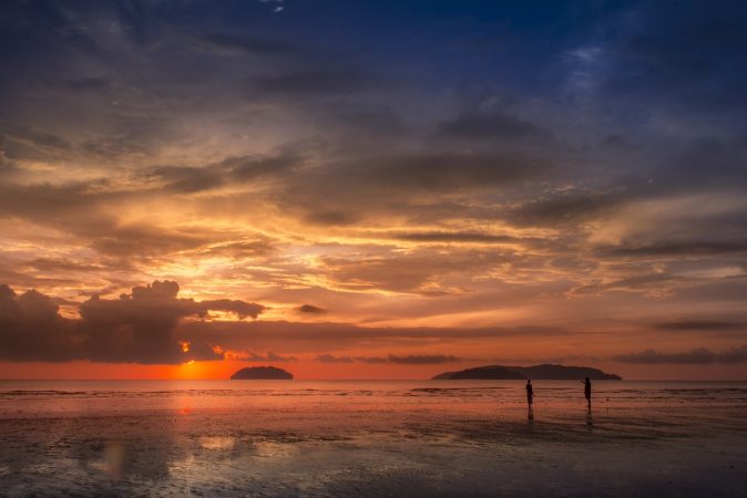 sunset, beach, malaysia