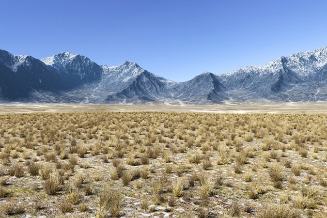 grass, mountains, landscape